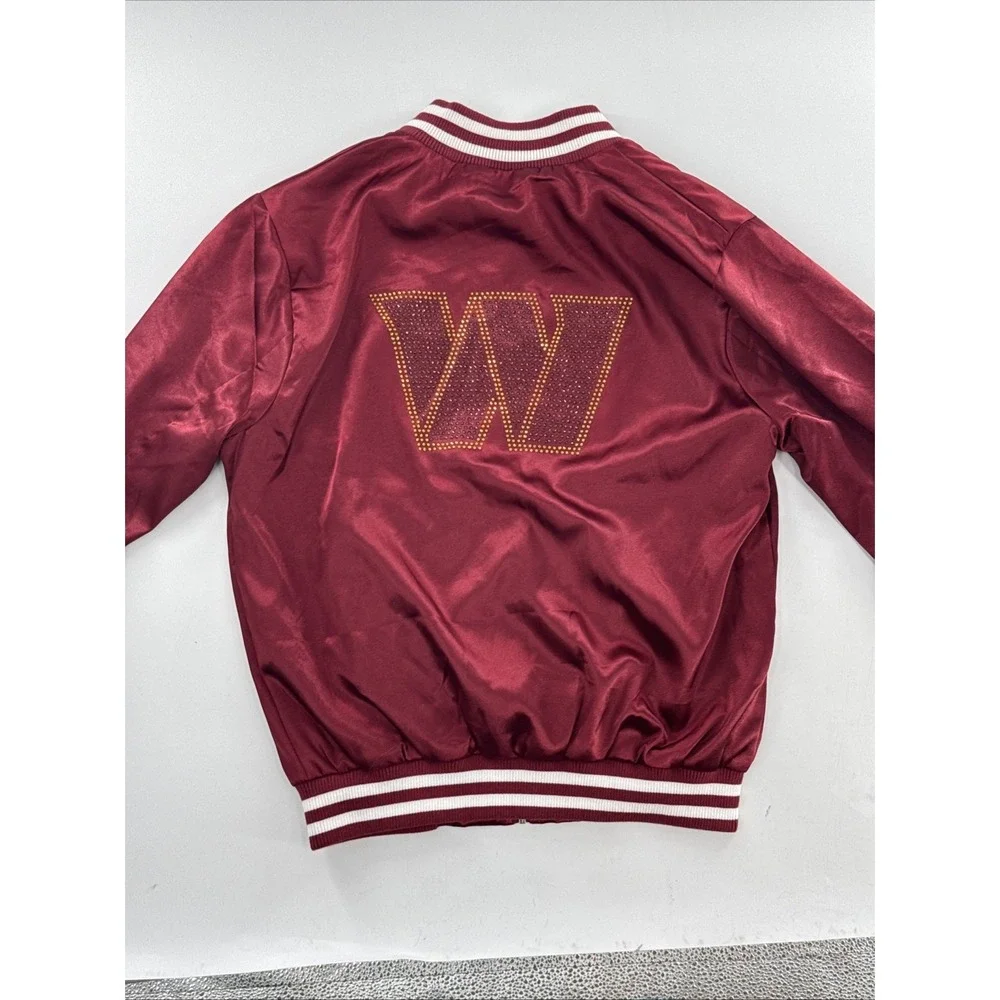 Washington Commanders Women's Satin Rhinestone Bomber Jacket NFL Size Medium